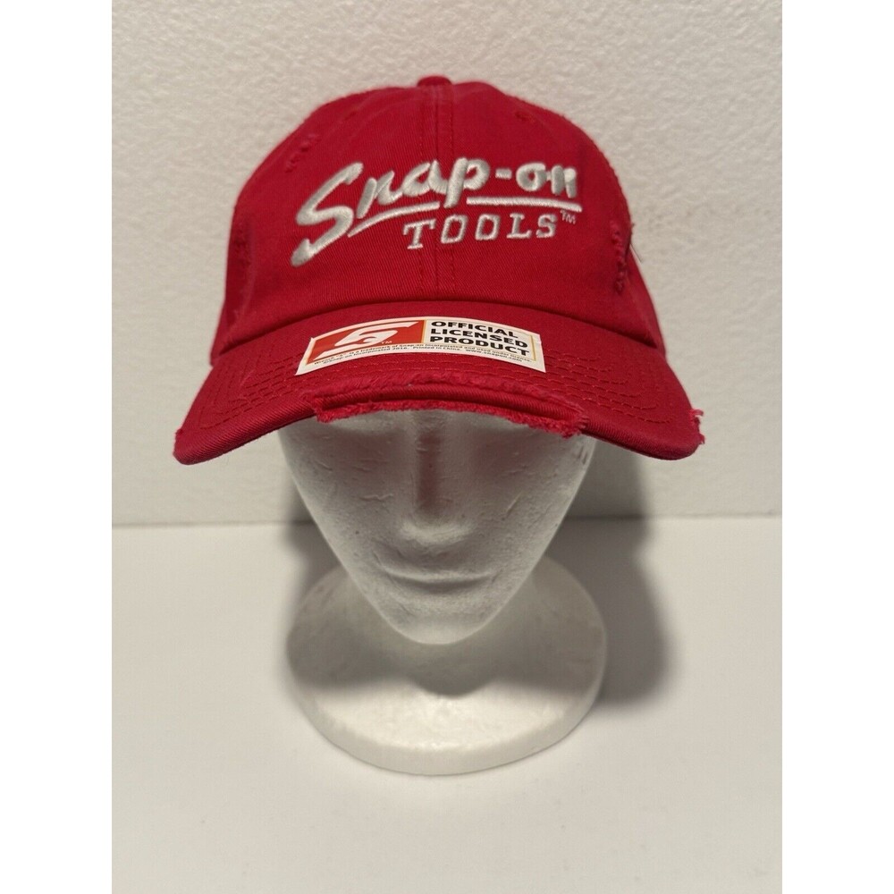 Snap-On Tools Mens Hat OS Red Official Strapback Cap Distressed Embroidered  NEW